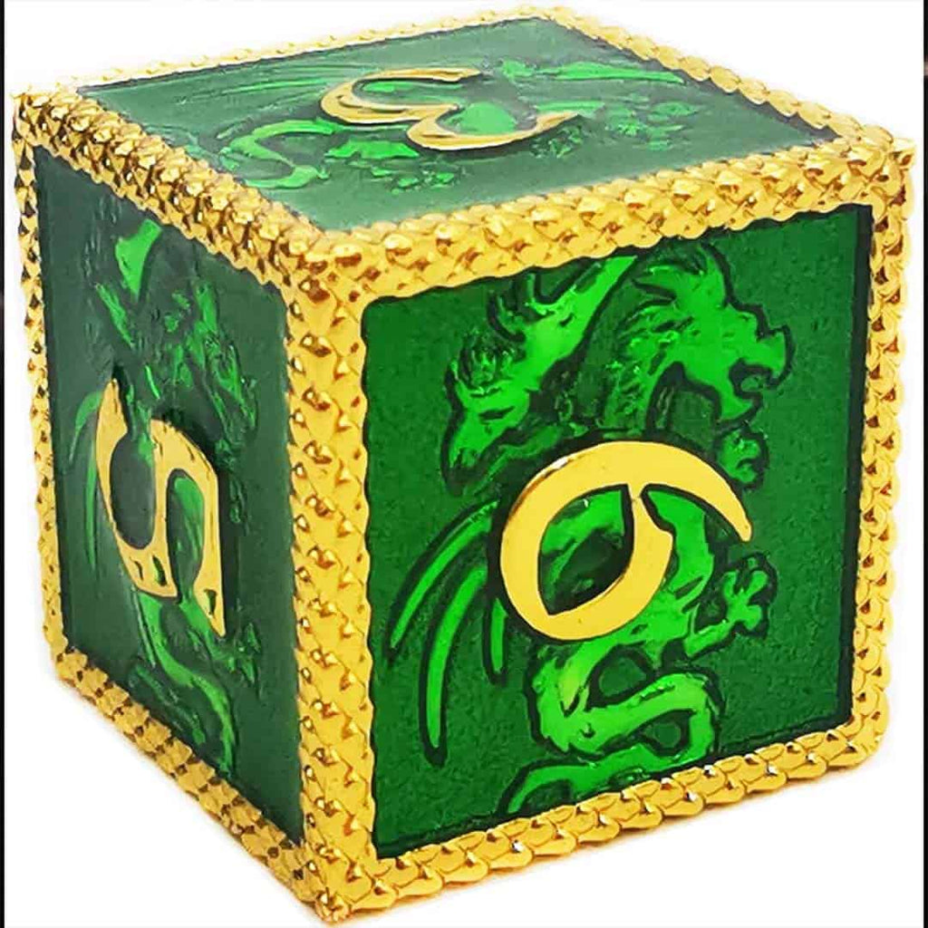 Green And Gold Metal Dragons Dice Set - Image 5