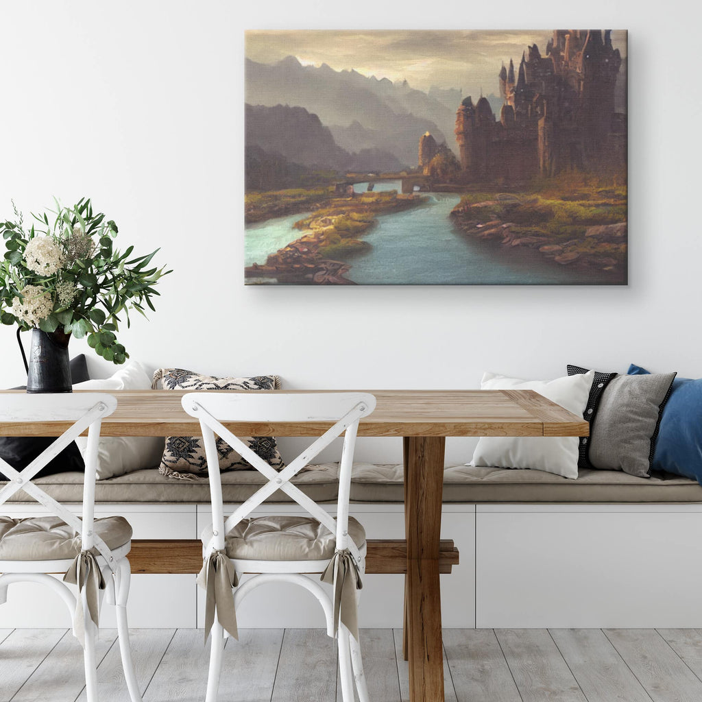 Castle In The Valley - Framed Canvas Pri H Rectangle Larger Lifestyle Mockup