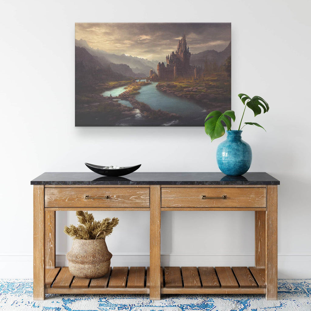 Castle In The Valley - Framed Canvas Pri H Rectangle Smaller Lifestyle Mockup