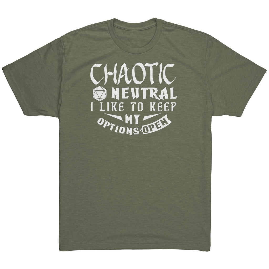 Chaotic Neutral Mens Shirt Military Green Mockup