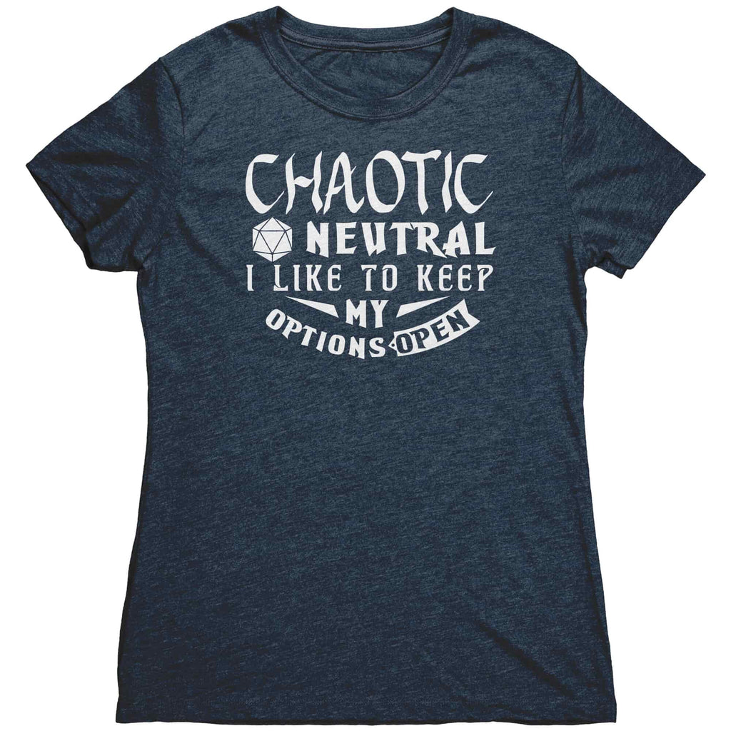 Chaotic Neutral Womens Shirt Vintage Navy Mockup