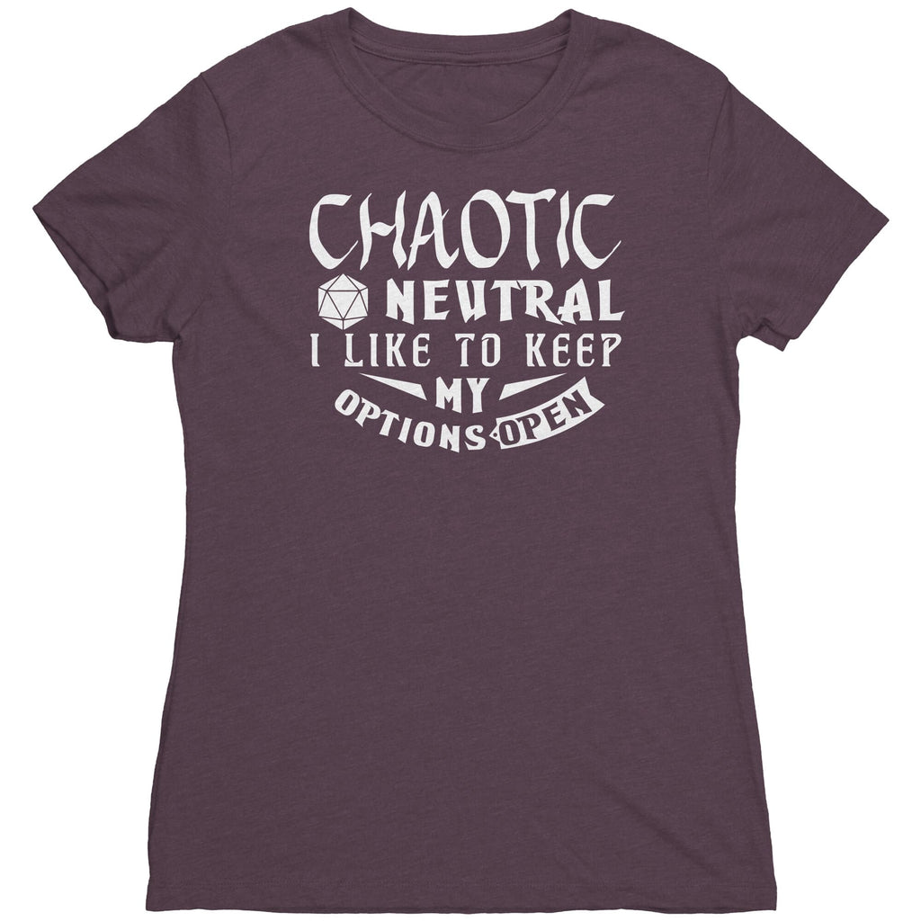 Chaotic Neutral Womens Shirt Vintage Purple Mockup