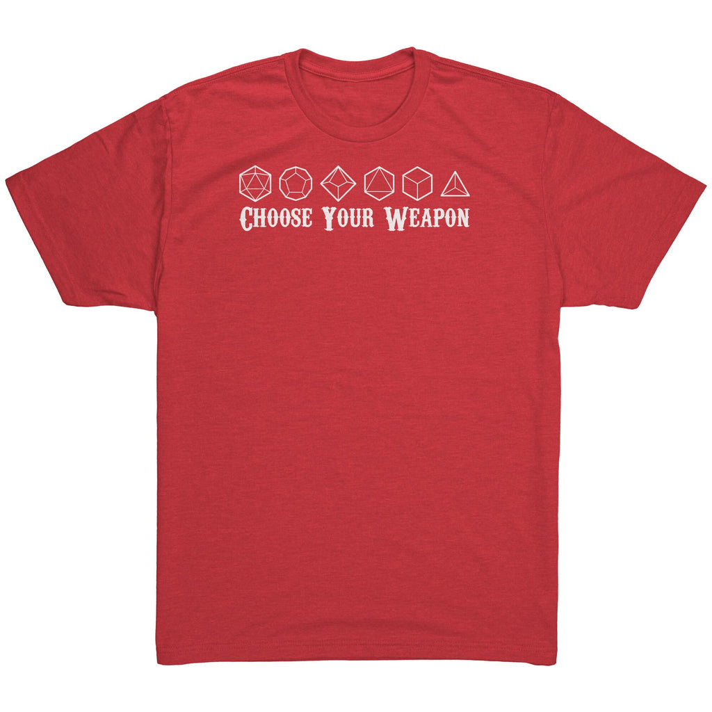 Choose Your Weapon Mens Shirt Vintage Red Mockup