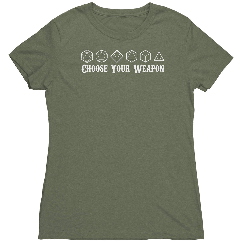 Choose Your Weapon Womens Shirt Military Green Mockup