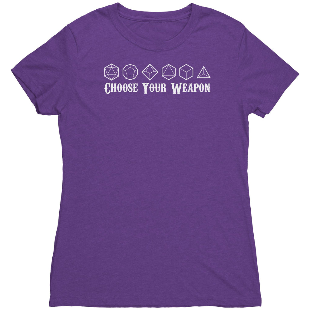 Choose Your Weapon Womens Shirt Purple Rush Mockup
