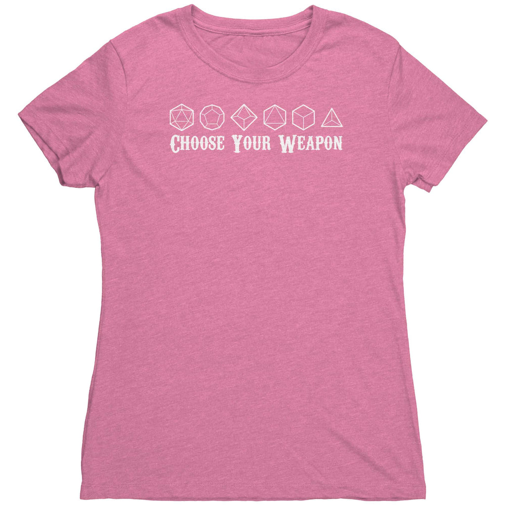 Choose Your Weapon Womens Shirt Vintage Pink Mockup