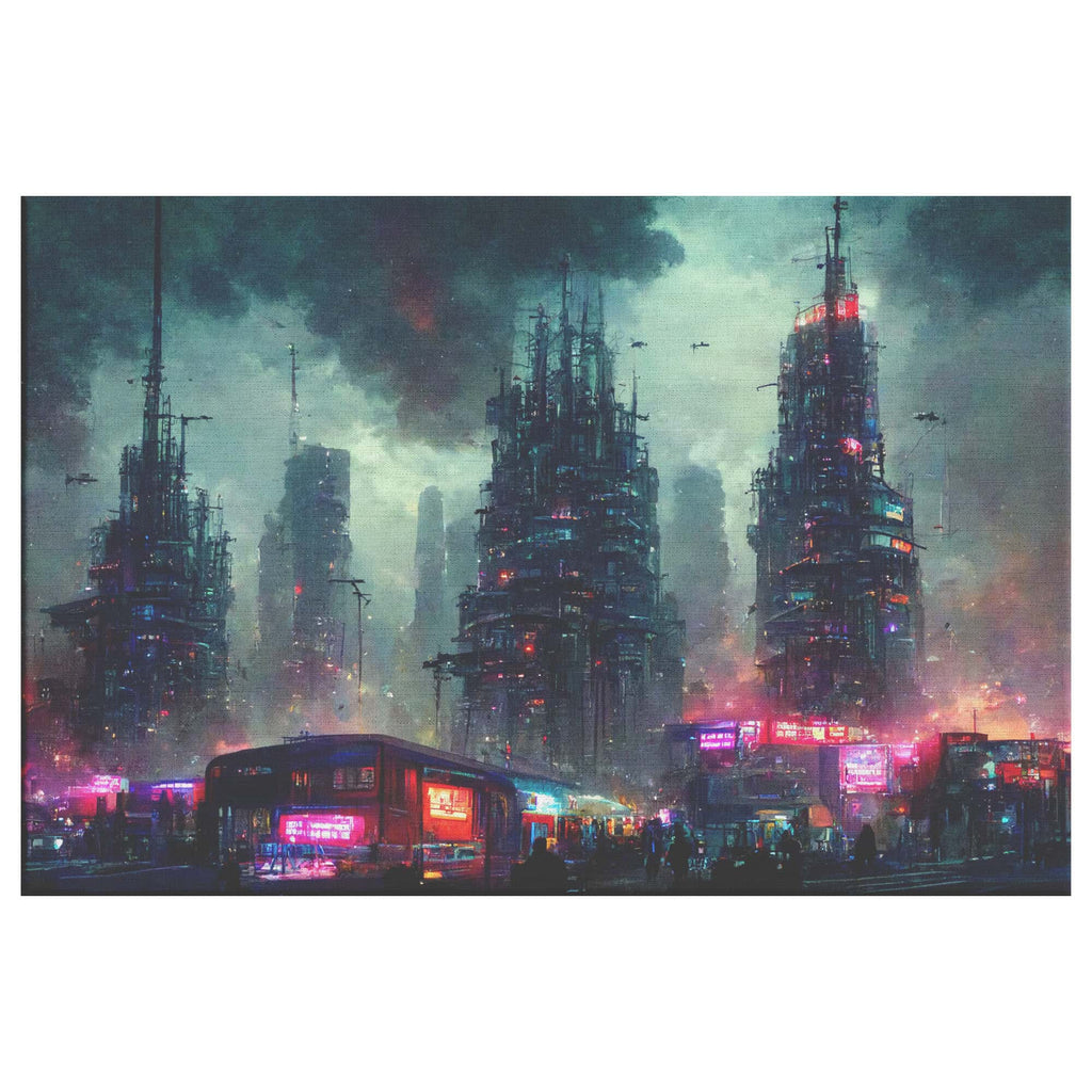 Cyberpunk City - Framed Canvas Print H Rectangle Main Mockup