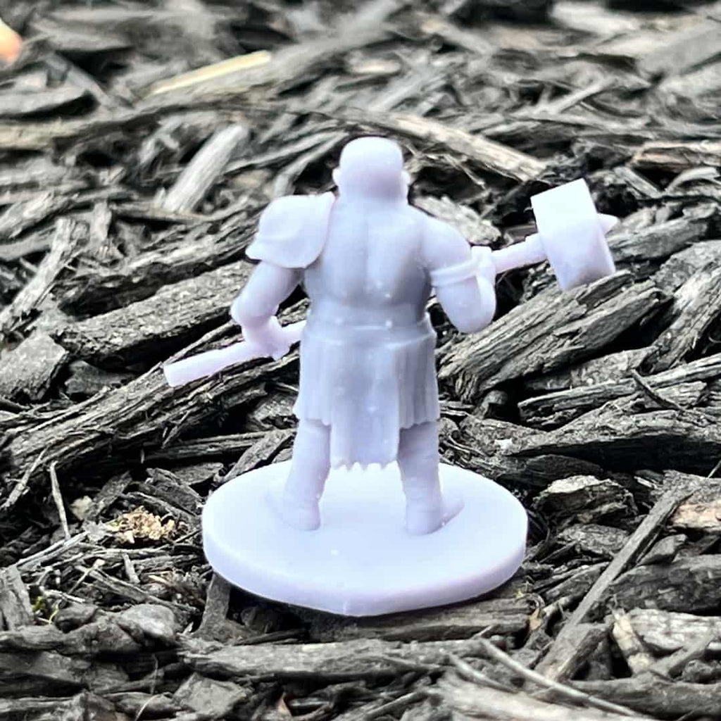 Dwarf Barbarian with Maul Tabletop Miniature - 3D Printed - Back