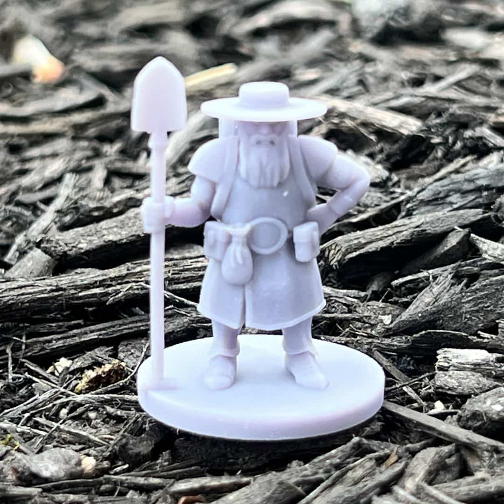 Male Dwarf Grave Cleric Tabletop Miniature - 3D Printed Photo - Front